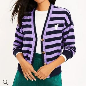 Heart Stripe V-Neck Cardigan